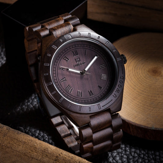 Men's Watch - Wooden for - Solid Natural Wood Wristwatch, Eco-Friendly Handcrafted - main product view