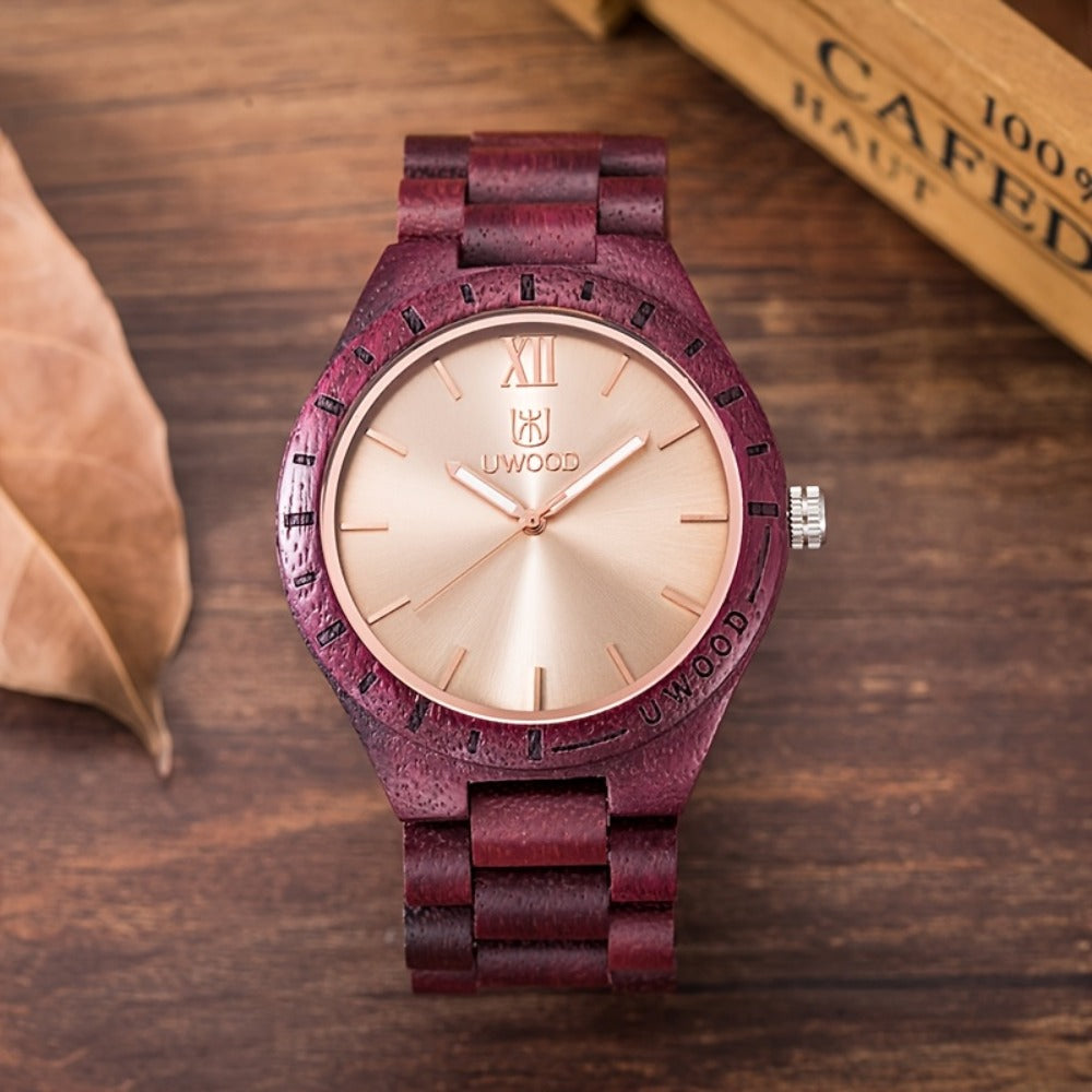Men's Watch - Wooden for - Solid Natural Wood Wristwatch, Eco-Friendly Handcrafted - product detail view 3