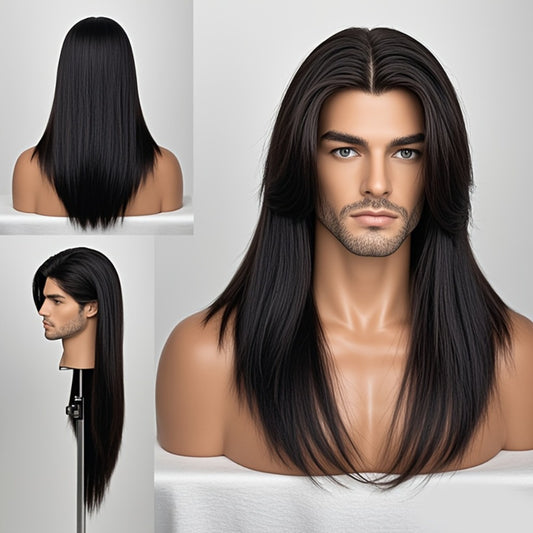 Women's Wig - Long Straight Layered for & Men - 28 Inch Glueless No Glue Heat Resistant - main product view