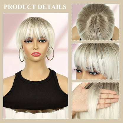Women's Wig - Short Pixie Cut for - 8 Inch Silvery Grey Heat Resistant Synthetic Hair - product detail view 6