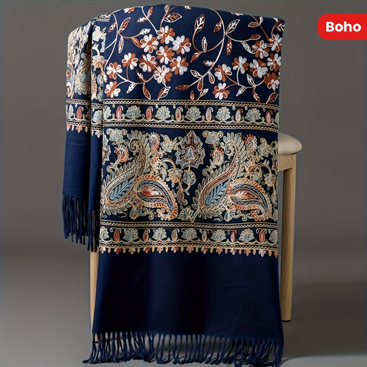 Scarf for Women - Cashmere Shawl for Bohemian Paisley Embroidery Tassel Trim Lightweight - main product view