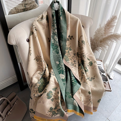 Scarf for Women - Pashmina Shawl for - Large Warm Wool Blend Wrap 72x25 Inch, All-Season - product detail view 12