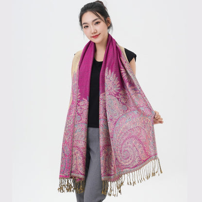 Scarf for Women - Pashmina Shawl for Thick Paisley Phoenix Tail Pattern Warm Wrap Large Soft - product detail view 56