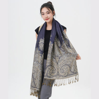 Scarf for Women - Pashmina Shawl for Thick Paisley Phoenix Tail Pattern Warm Wrap Large Soft - product detail view 63