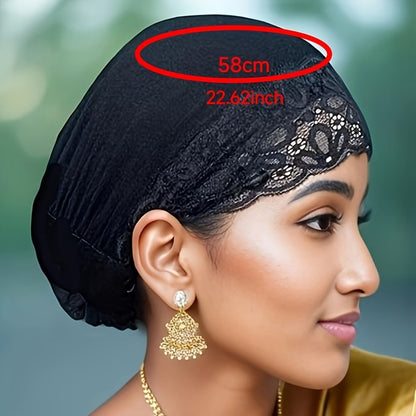 Scarf for Women - 's Lace Trim Soft Stretchy Breathable Head Wrap Hijab Shawl for Ramadan - product detail view 4