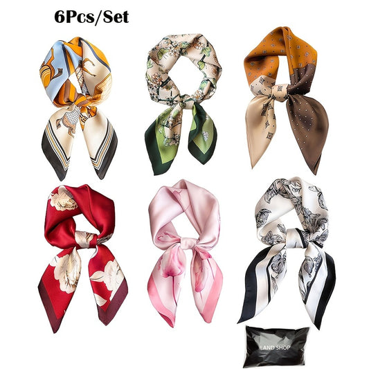 Scarf for Women - Satin Hair Set of 6 Silk-Feel Head & Neck for | Ribbon Headband Sleeping - main product view