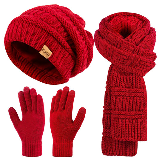 Scarf for Women - Winter Set 3-in-1 Hat Long Touchscreen Gloves Soft Warm Cold Weather - main product view