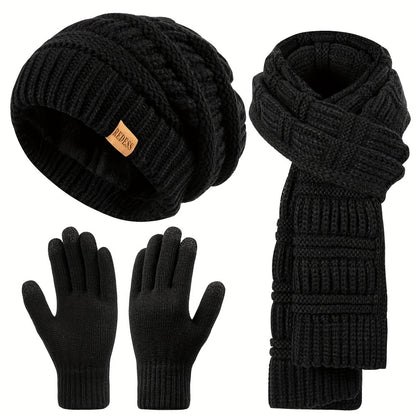 Scarf for Women - Winter Set 3-in-1 Hat Long Touchscreen Gloves Soft Warm Cold Weather - product detail view 3