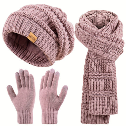 Scarf for Women - Winter Set 3-in-1 Hat Long Touchscreen Gloves Soft Warm Cold Weather - product detail view 8