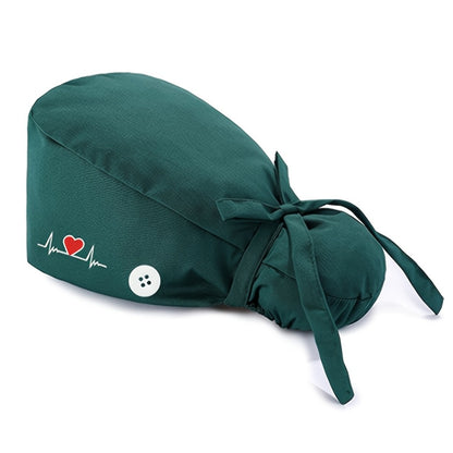 Scrub Caps & Medical Hats - for Women 6 Pack Adjustable Nursing Working with Heart Print, Lightweight - product detail view 3