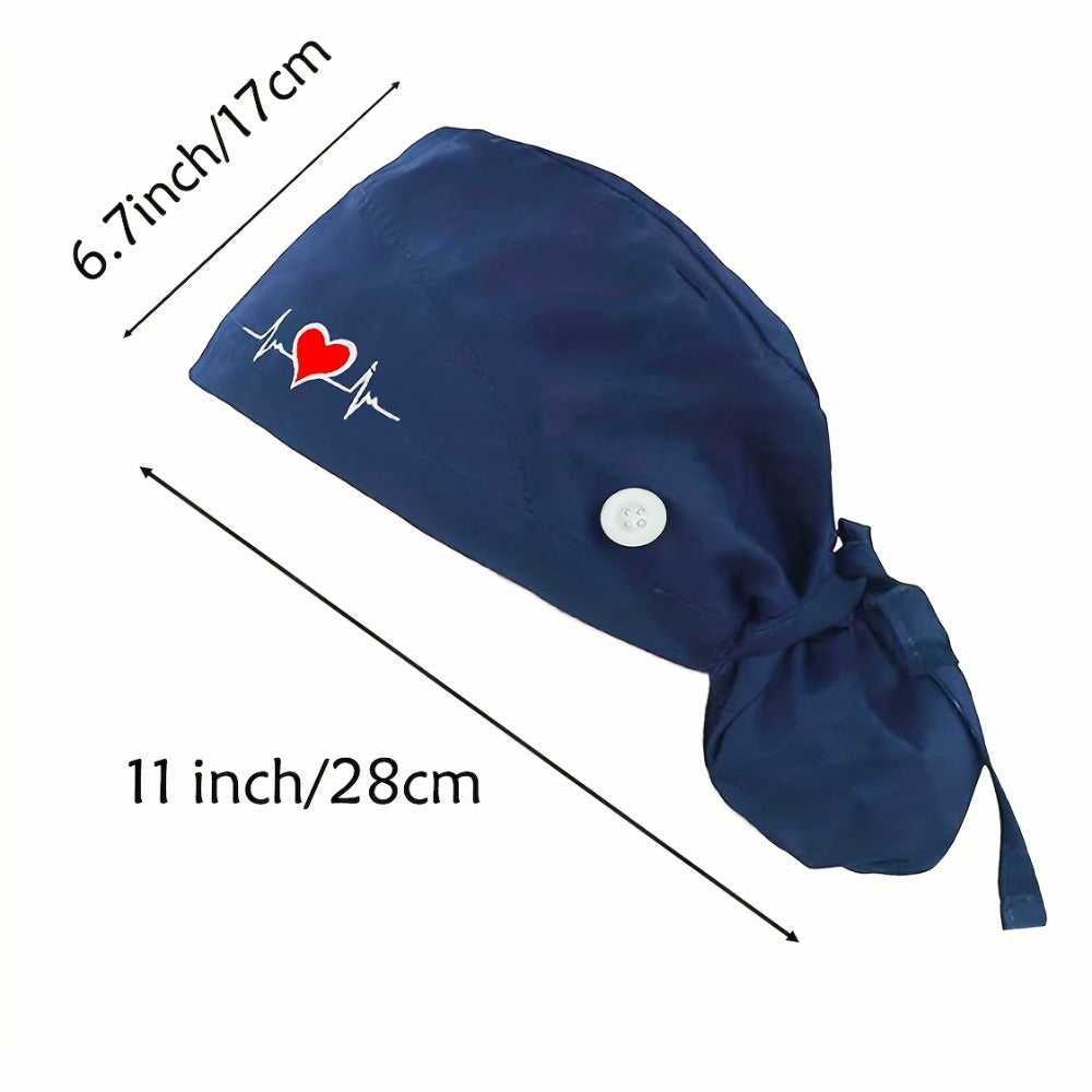 Scrub Caps & Medical Hats - for Women 6 Pack Adjustable Nursing Working with Heart Print, Lightweight - product detail view 4
