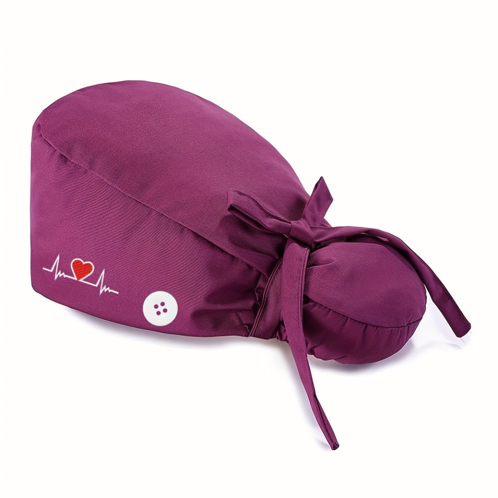 Scrub Caps & Medical Hats - for Women 6 Pack Adjustable Nursing Working with Heart Print, Lightweight - product detail view 5
