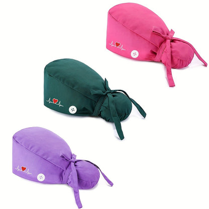 Scrub Caps & Medical Hats - for Women 6 Pack Adjustable Nursing Working with Heart Print, Lightweight - product detail view 7
