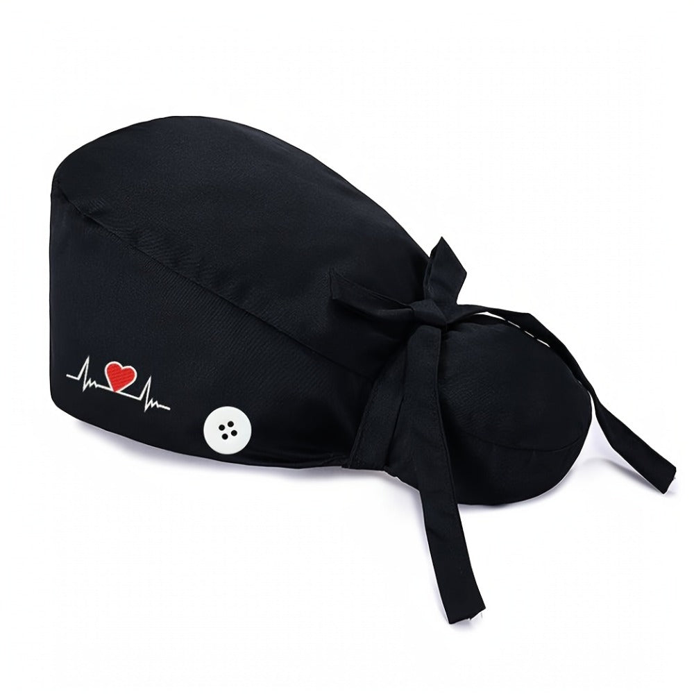 Scrub Caps & Medical Hats - for Women 6 Pack Adjustable Nursing Working with Heart Print, Lightweight - product detail view 9