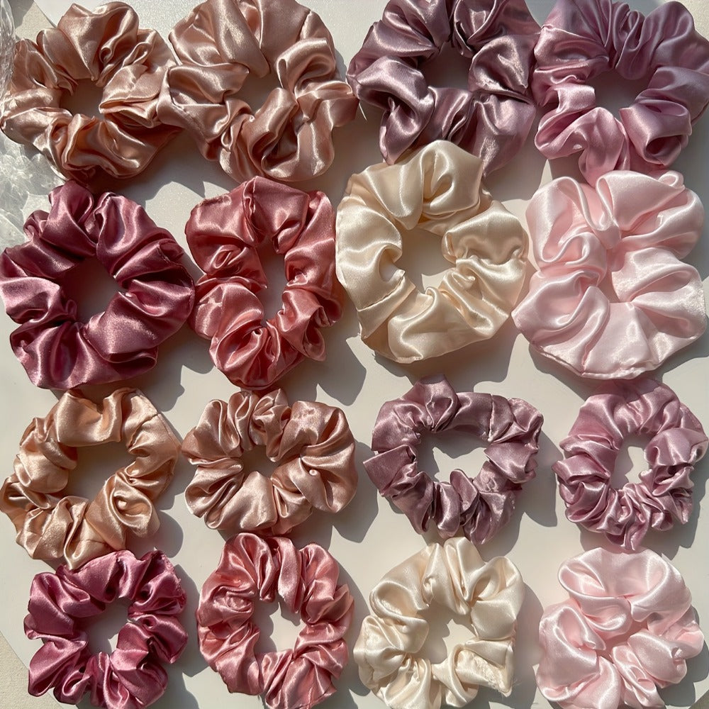 Scrunchies & Hair Ties - Satin for Women 32 Pack Soft High-Elasticity Solid Color in Pink, Purple & - product detail view 2