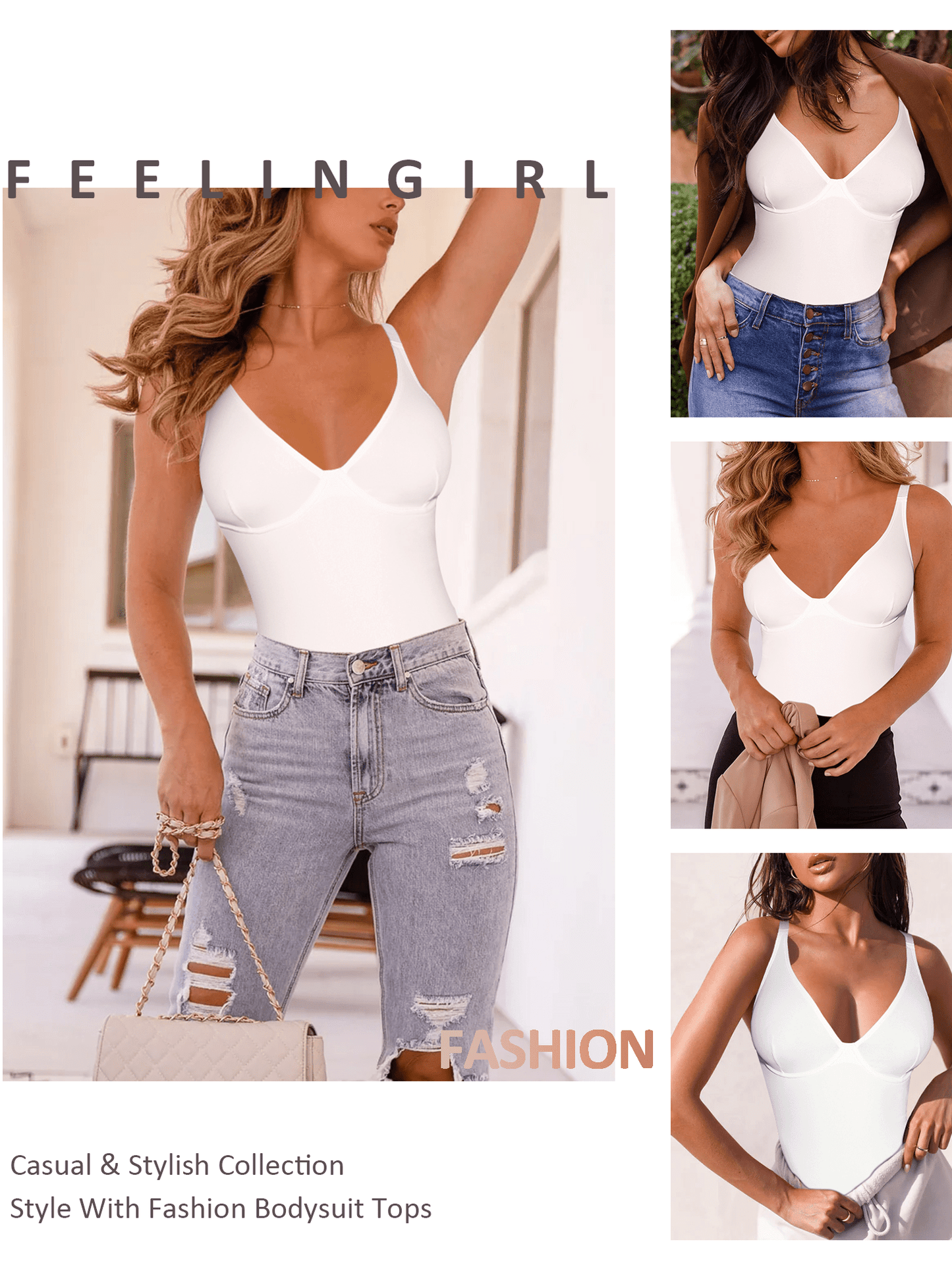 Shapewear Bodysuits for Women Tummy Control Body Suits Deep V Neck Corset Body – view 4