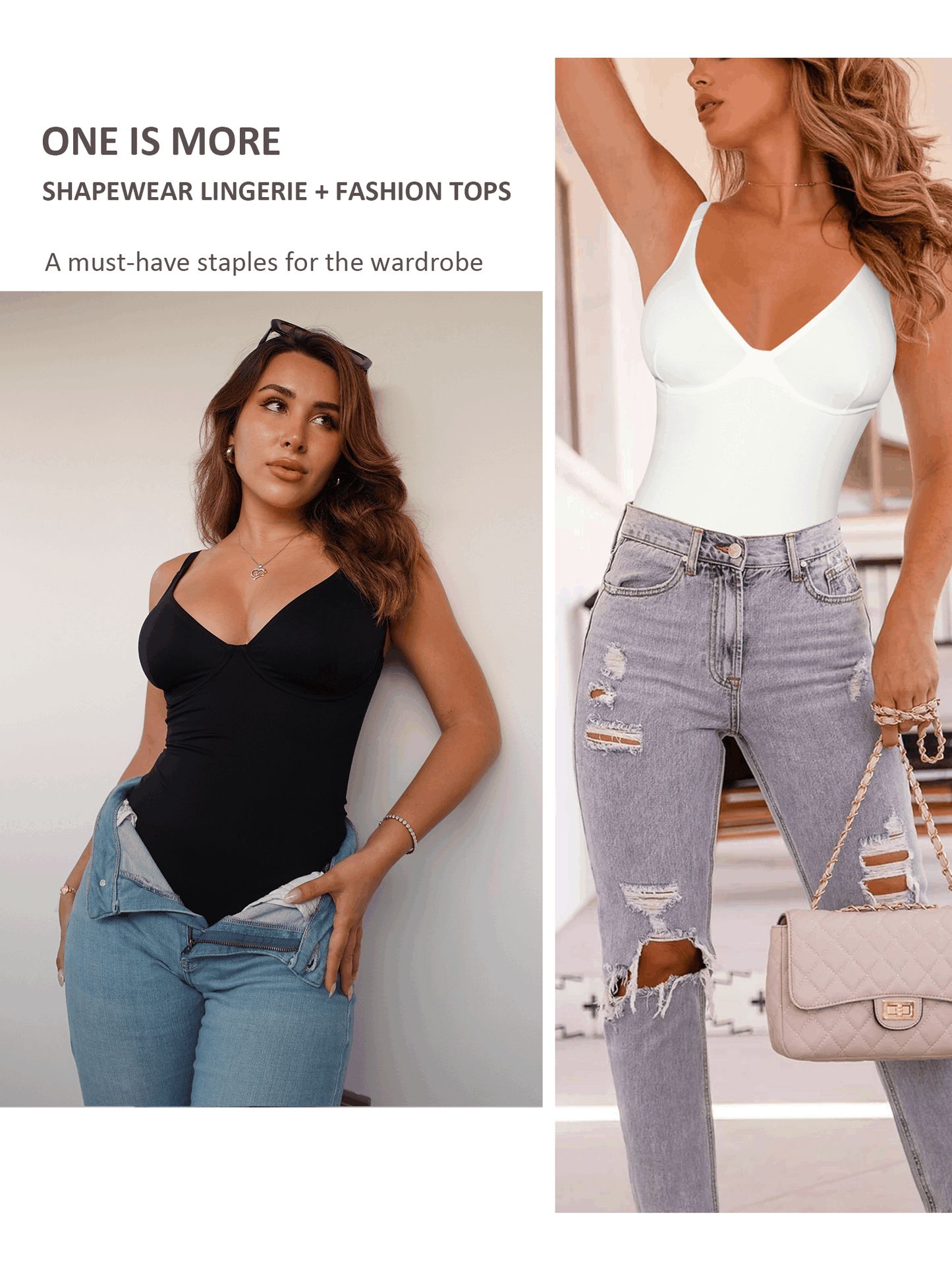 Shapewear Bodysuits for Women Tummy Control Body Suits Deep V Neck Corset Body – view 8