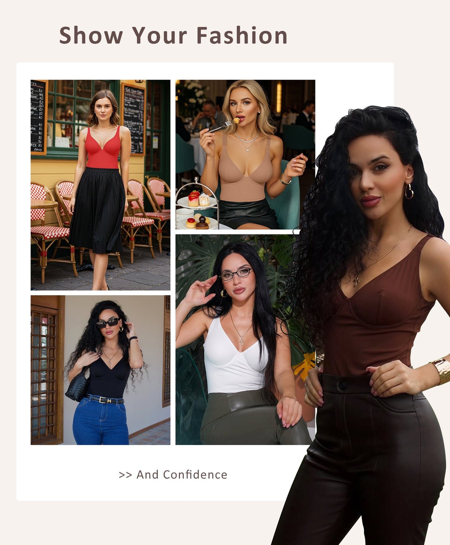 Shapewear Bodysuits for Women Tummy Control Body Suits Deep V Neck Corset Body – view 11