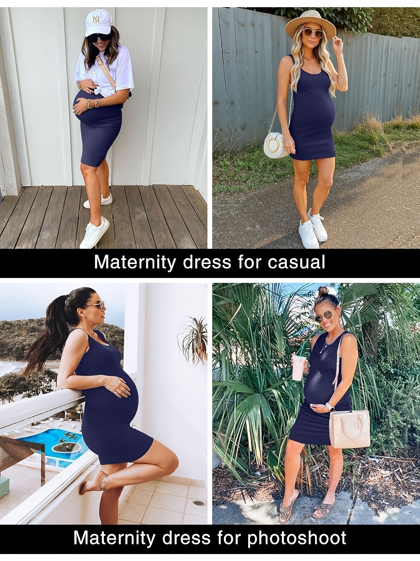 Sleeveless side-ruched maternity tank midi dress – view 6