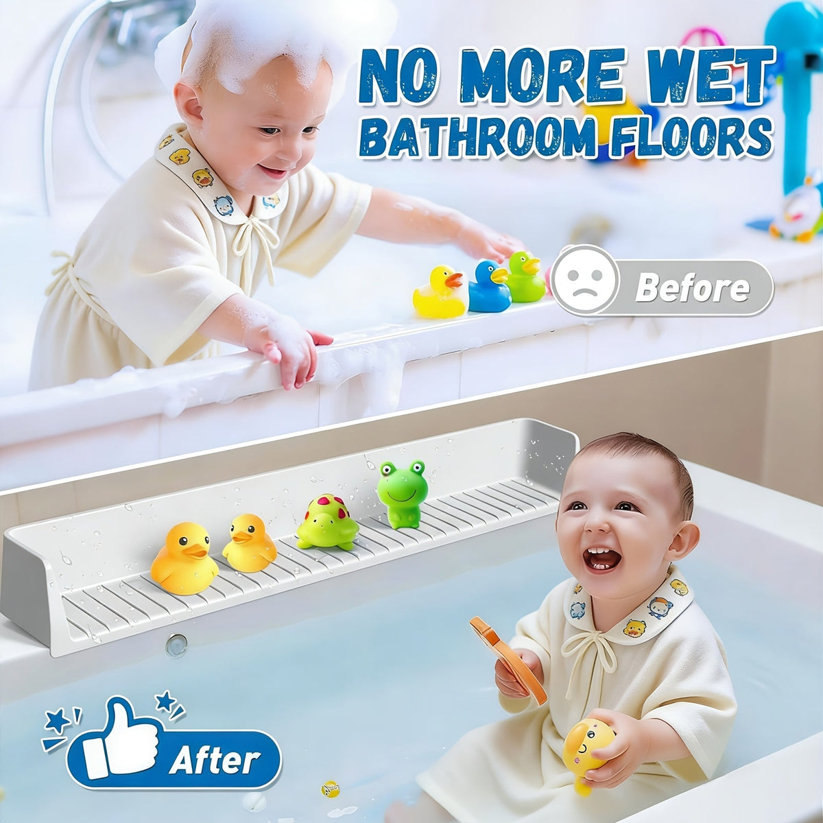 Silicone Bathtub Splash Guard Organizer - 11 Suction Cups and Foldable Design – view 2