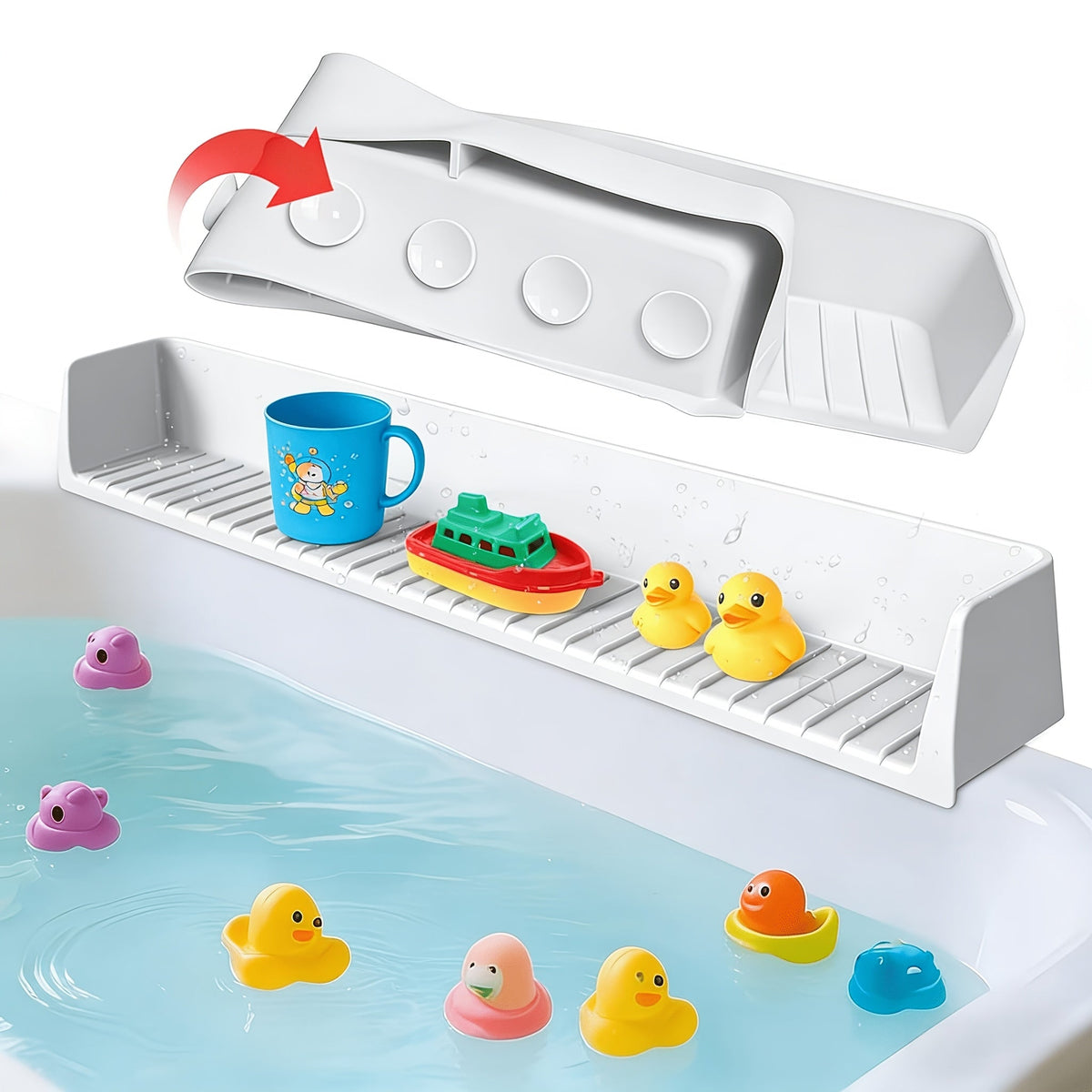 Silicone Bathtub Splash Guard Organizer - 11 Suction Cups and Foldable Design – view 3
