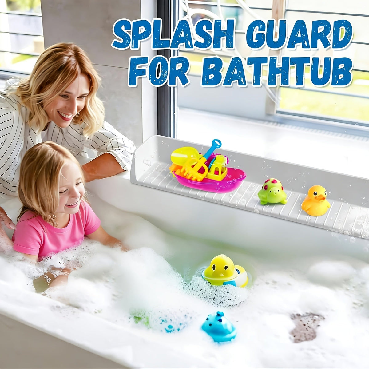 Silicone Bathtub Splash Guard Organizer - 11 Suction Cups and Foldable Design – view 4