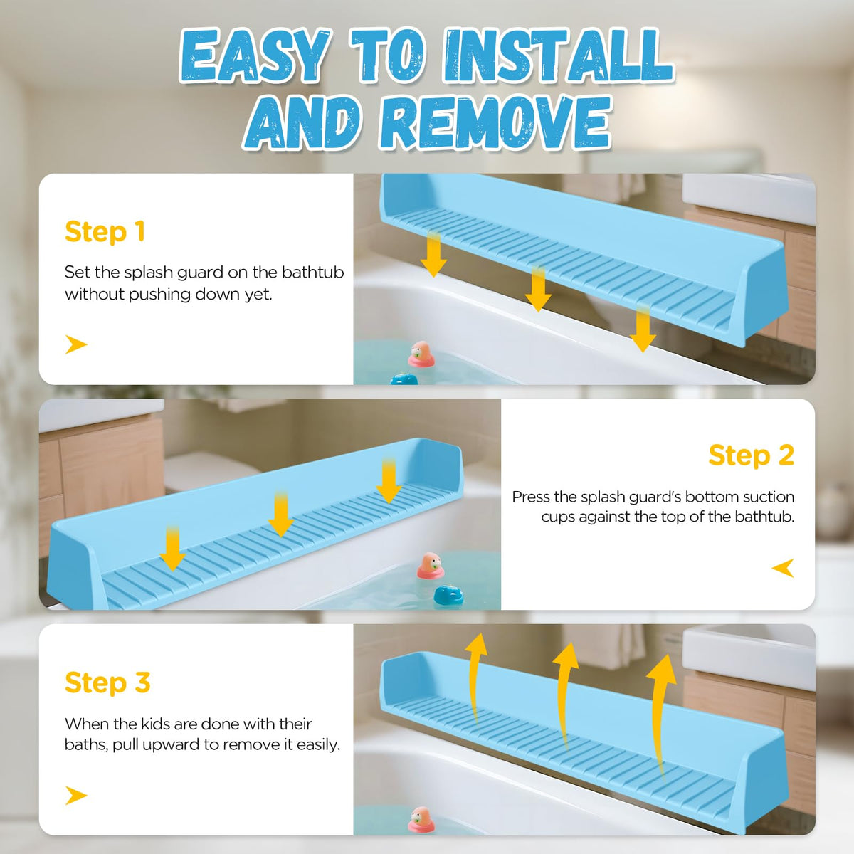 Silicone Bathtub Splash Guard Organizer - 11 Suction Cups and Foldable Design – view 6