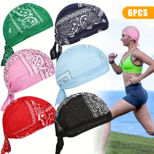 Skull Cap - Do Rag 6pcs Set Paisley Bandana Hat Hip Hop Quick-Dry Stretch Breathable - main product view