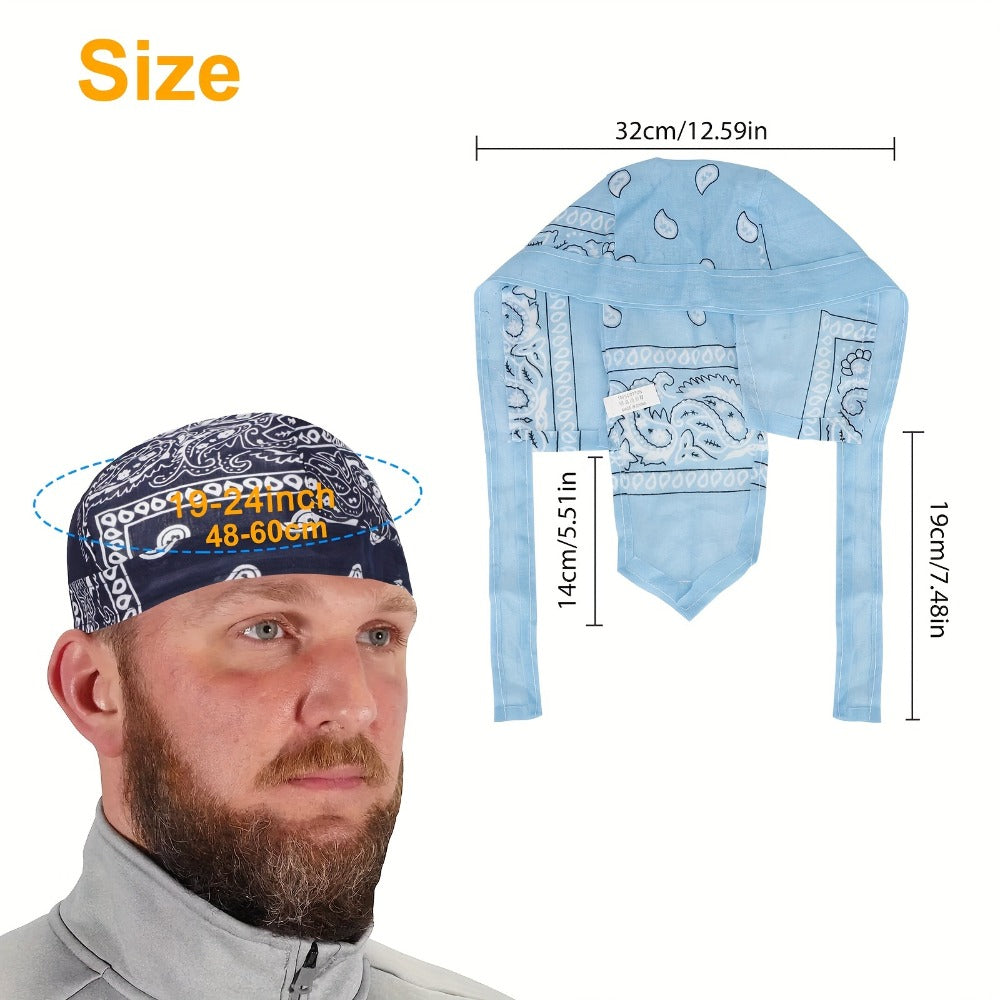 Skull Cap - Do Rag 6pcs Set Paisley Bandana Hat Hip Hop Quick-Dry Stretch Breathable - product detail view 2