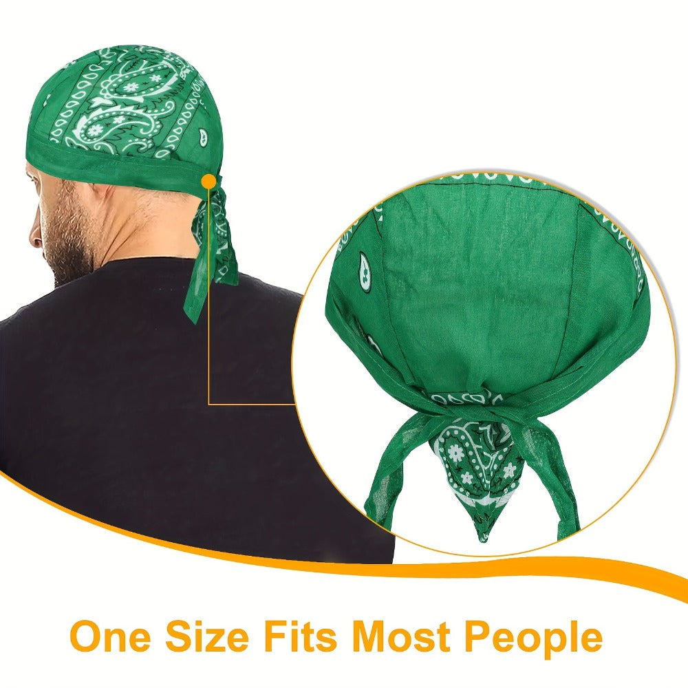 Skull Cap - Do Rag 6pcs Set Paisley Bandana Hat Hip Hop Quick-Dry Stretch Breathable - product detail view 3