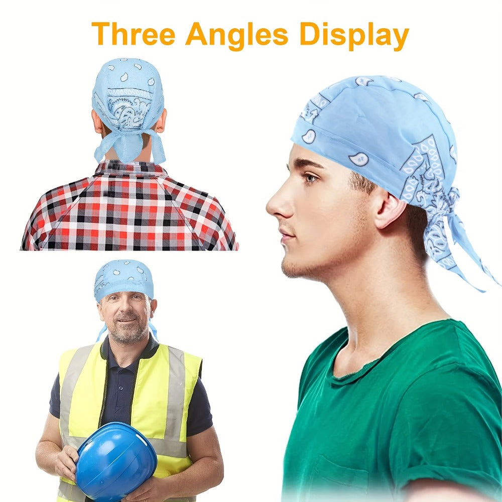 Skull Cap - Do Rag 6pcs Set Paisley Bandana Hat Hip Hop Quick-Dry Stretch Breathable - product detail view 5