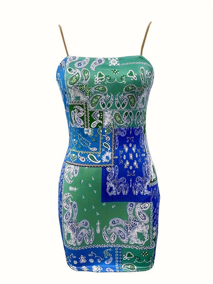 Sleeveless Summer Dress – Slim Fit Printed Cami Style detail view