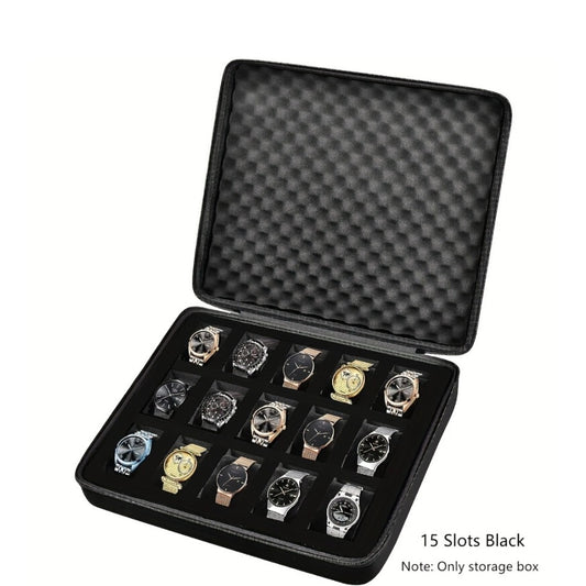 Smart Watch for Men - EVA Box Organizer for - 8 & 15 Slot Black Storage Case, Fits Wristwatches - main product view
