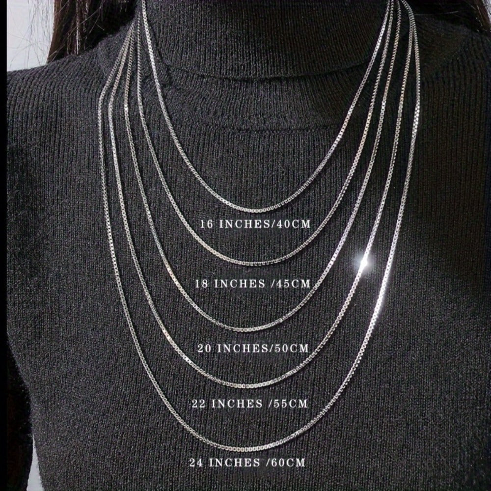 Snake Chain Necklace - 925 Silver Snake Chain, Smooth Minimal Style - size chart 16INCHES/40CM 18INCHES/45CM