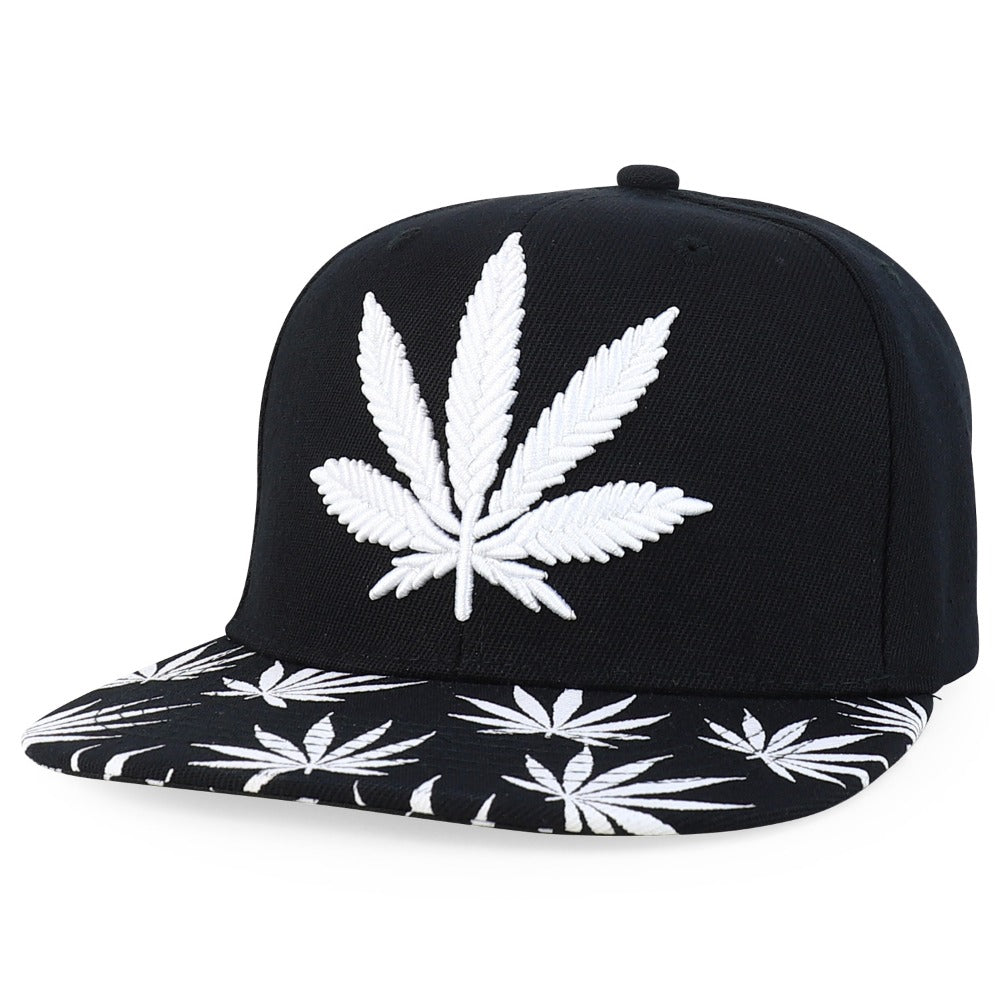 Snapback Cap - Rasta MJ Leaf 3D Embroidered Flat Bill High Profile 6 Panel Structured - main product view