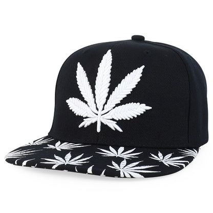Snapback Cap - Rasta MJ Leaf 3D Embroidered Flat Bill High Profile 6 Panel Structured - main product view