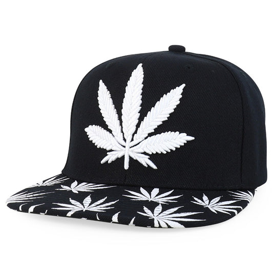 Snapback Cap - Rasta MJ Leaf 3D Embroidered Flat Bill High Profile 6 Panel Structured - main product view
