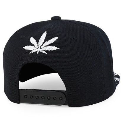 Snapback Cap - Rasta MJ Leaf 3D Embroidered Flat Bill High Profile 6 Panel Structured - product detail view 4