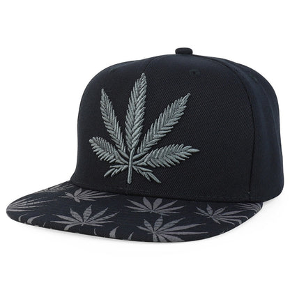 Snapback Cap - Rasta MJ Leaf 3D Embroidered Flat Bill High Profile 6 Panel Structured - product detail view 5