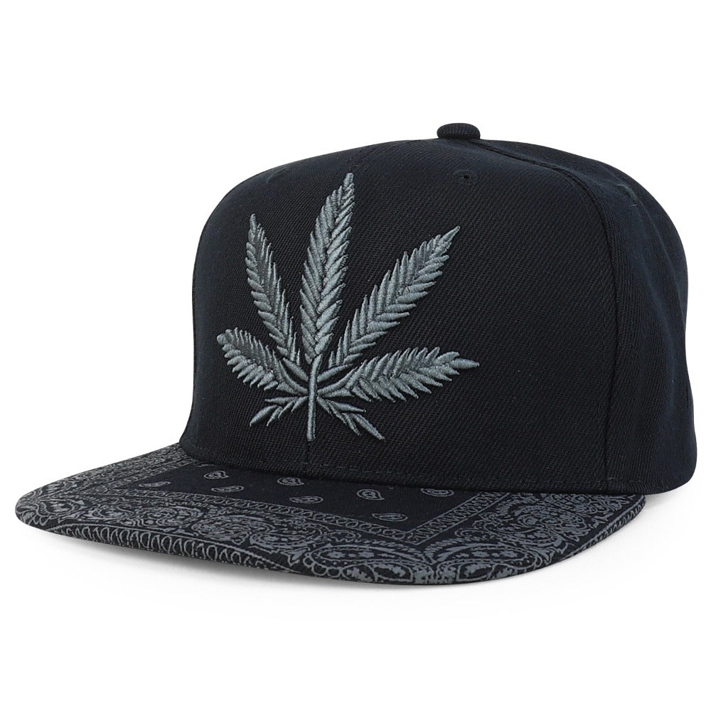 Snapback Cap - Rasta MJ Leaf 3D Embroidered Flat Bill High Profile 6 Panel Structured - product detail view 8