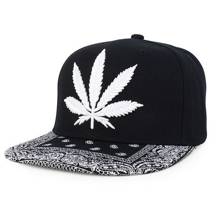 Snapback Cap - Rasta MJ Leaf 3D Embroidered Flat Bill High Profile 6 Panel Structured - product detail view 12