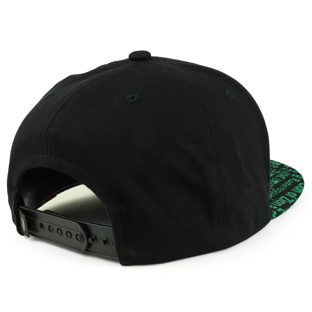Snapback Cap - Rasta MJ Leaf 3D Embroidered Flat Bill High Profile 6 Panel Structured - product detail view 13
