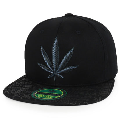 Snapback Cap - Rasta MJ Leaf 3D Embroidered Flat Bill High Profile 6 Panel Structured - product detail view 14