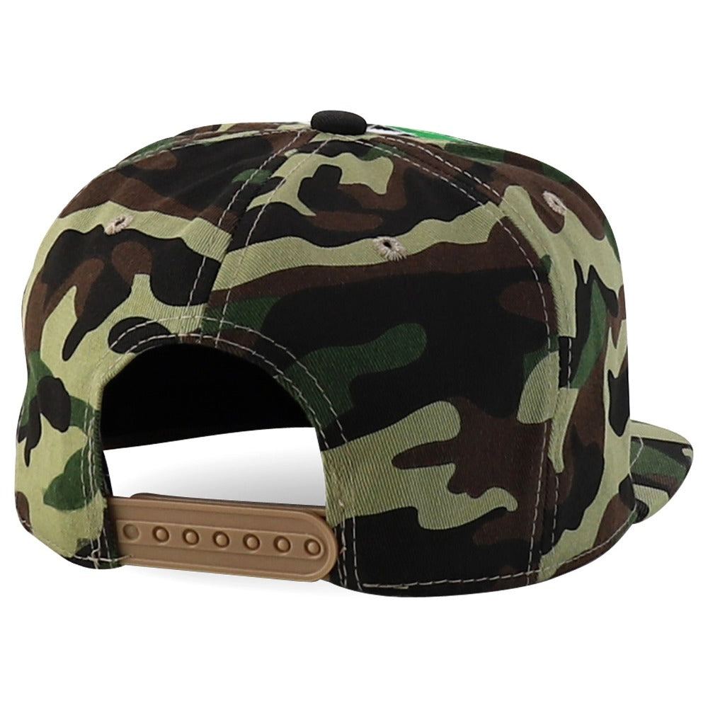 Snapback Cap - Rasta MJ Leaf 3D Embroidered Flat Bill High Profile 6 Panel Structured - product detail view 20