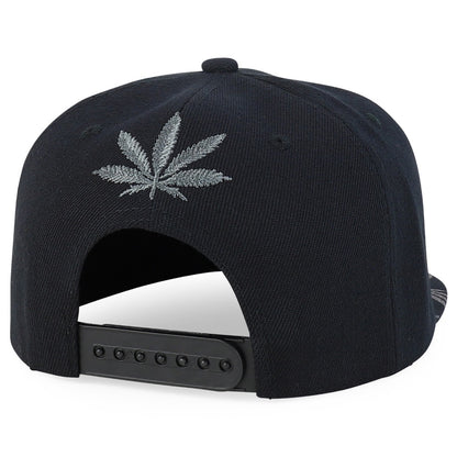 Snapback Cap - Rasta MJ Leaf 3D Embroidered Flat Bill High Profile 6 Panel Structured - product detail view 26