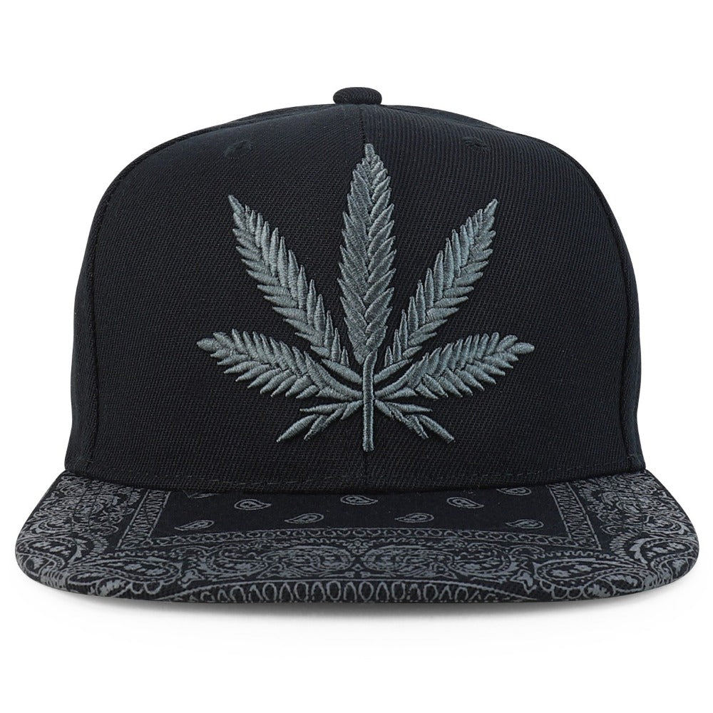 Snapback Cap - Rasta MJ Leaf 3D Embroidered Flat Bill High Profile 6 Panel Structured - product detail view 27