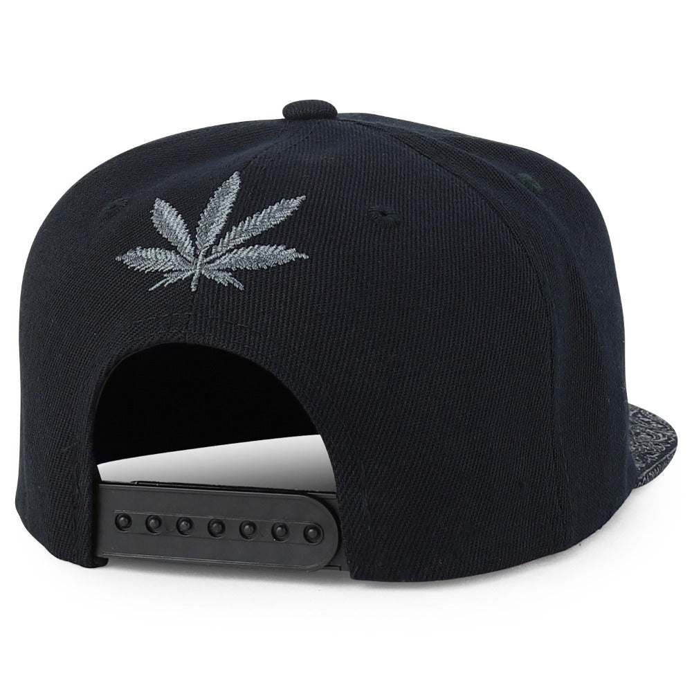 Snapback Cap - Rasta MJ Leaf 3D Embroidered Flat Bill High Profile 6 Panel Structured - product detail view 28