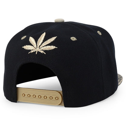 Snapback Cap - Rasta MJ Leaf 3D Embroidered Flat Bill High Profile 6 Panel Structured - product detail view 30
