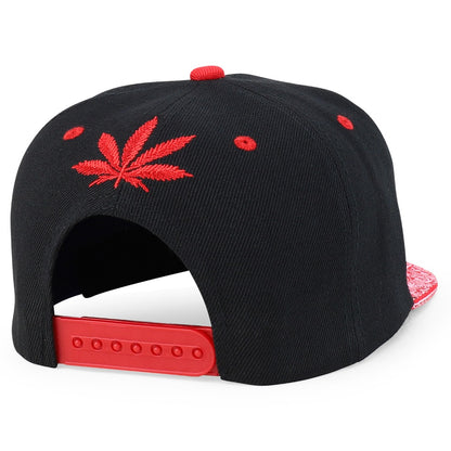 Snapback Cap - Rasta MJ Leaf 3D Embroidered Flat Bill High Profile 6 Panel Structured - product detail view 32