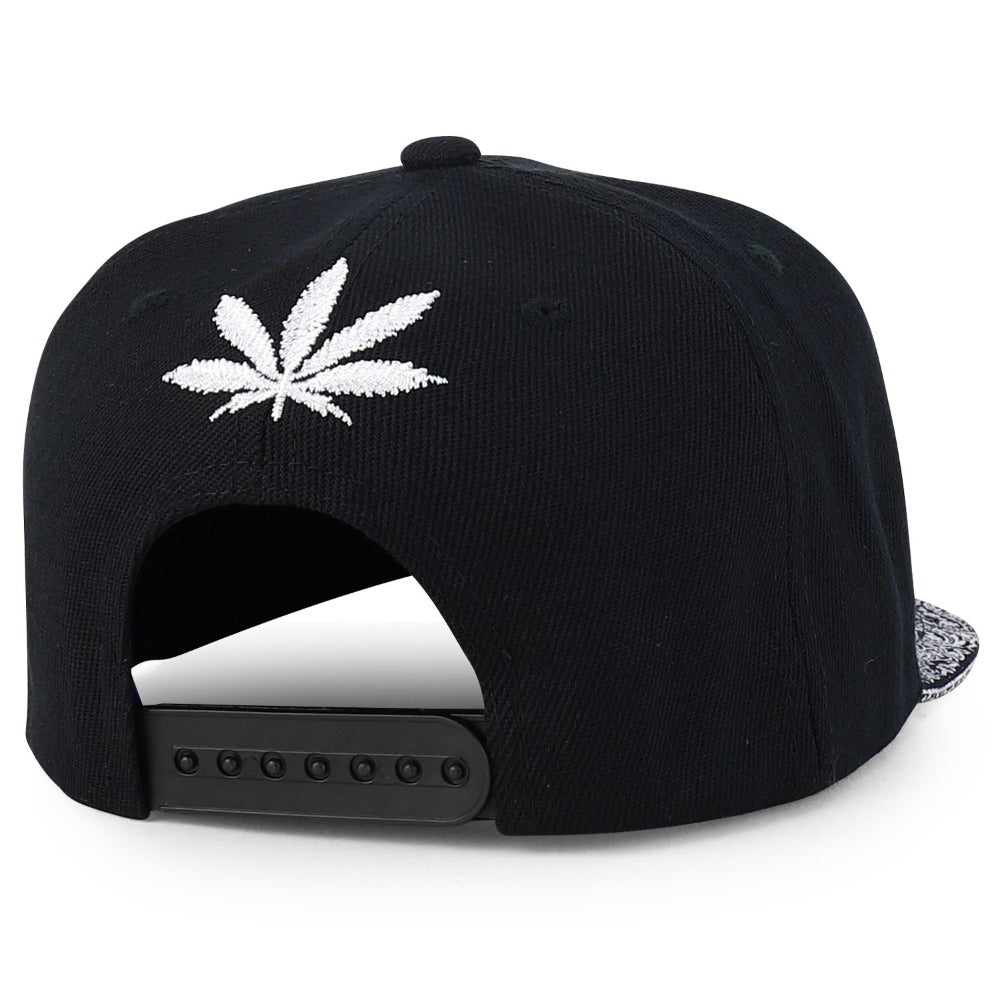 Snapback Cap - Rasta MJ Leaf 3D Embroidered Flat Bill High Profile 6 Panel Structured - product detail view 34